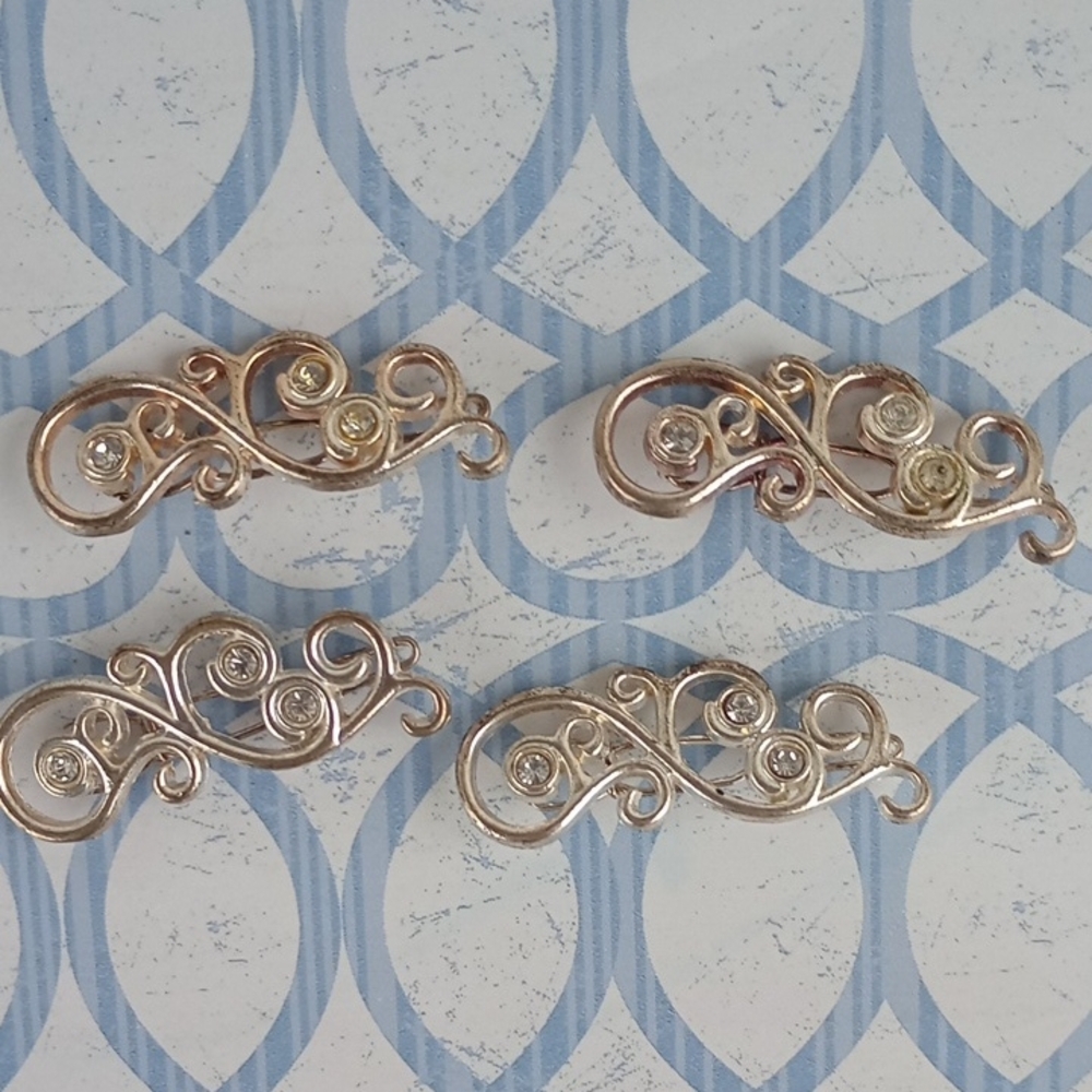 Stylish Silver Tone Swirl Barette Set